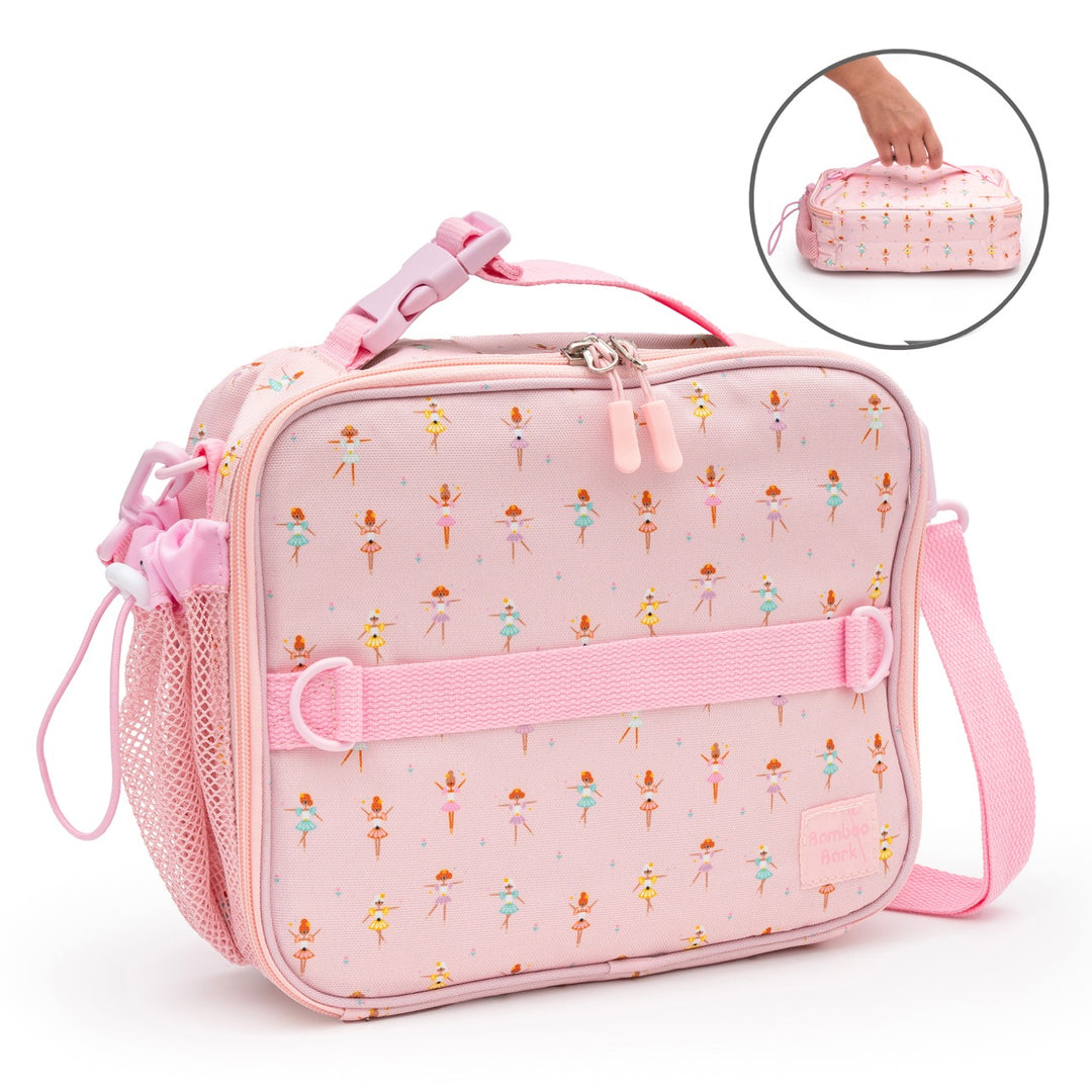 Bamboo Bark Ballerina print insulated Lunch Bag with 3 carrying options