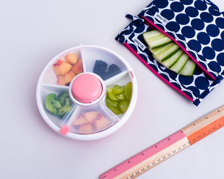 Gobe snack and meal spinner plate - Coral Pink - Small