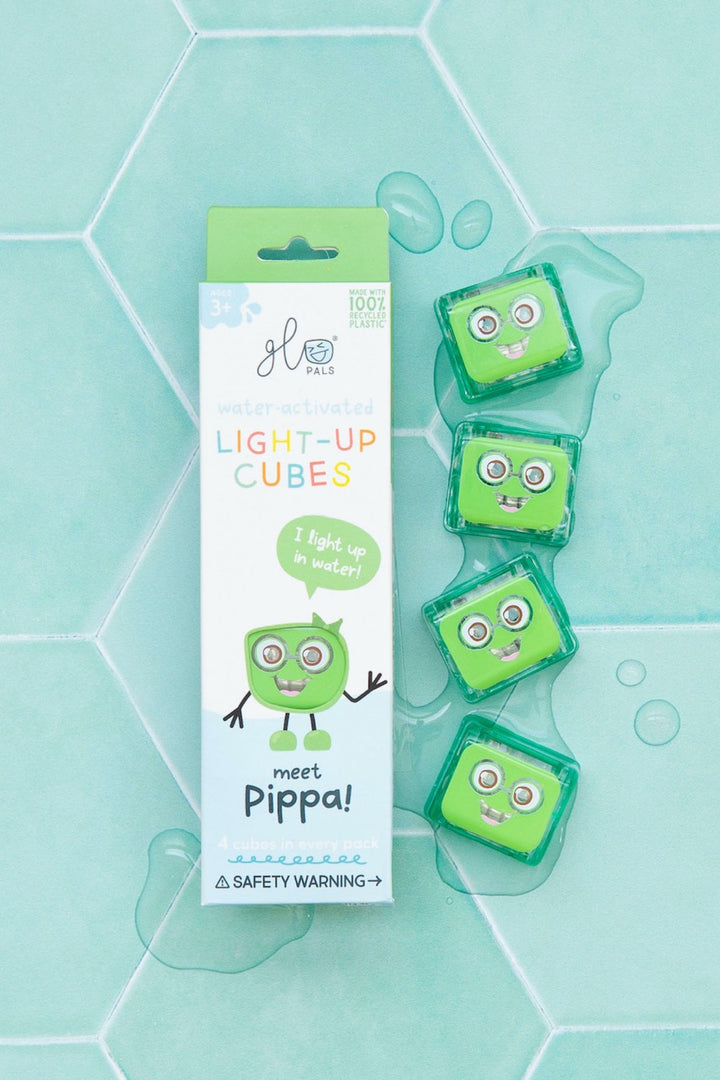 Glo Pals - Light Up Cubes Bath Toys - Pippa - Green - 4pcs