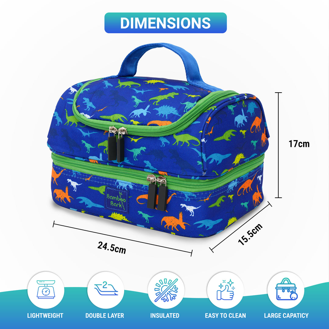 Bamboo Bark Insulated Lunch Bag for Kids - 100% High Quality Polyester - Double Insulated Lunch Tote with Top Handle & Extra Storage for School, Work, Picnics - 2 Compartments (Copy)