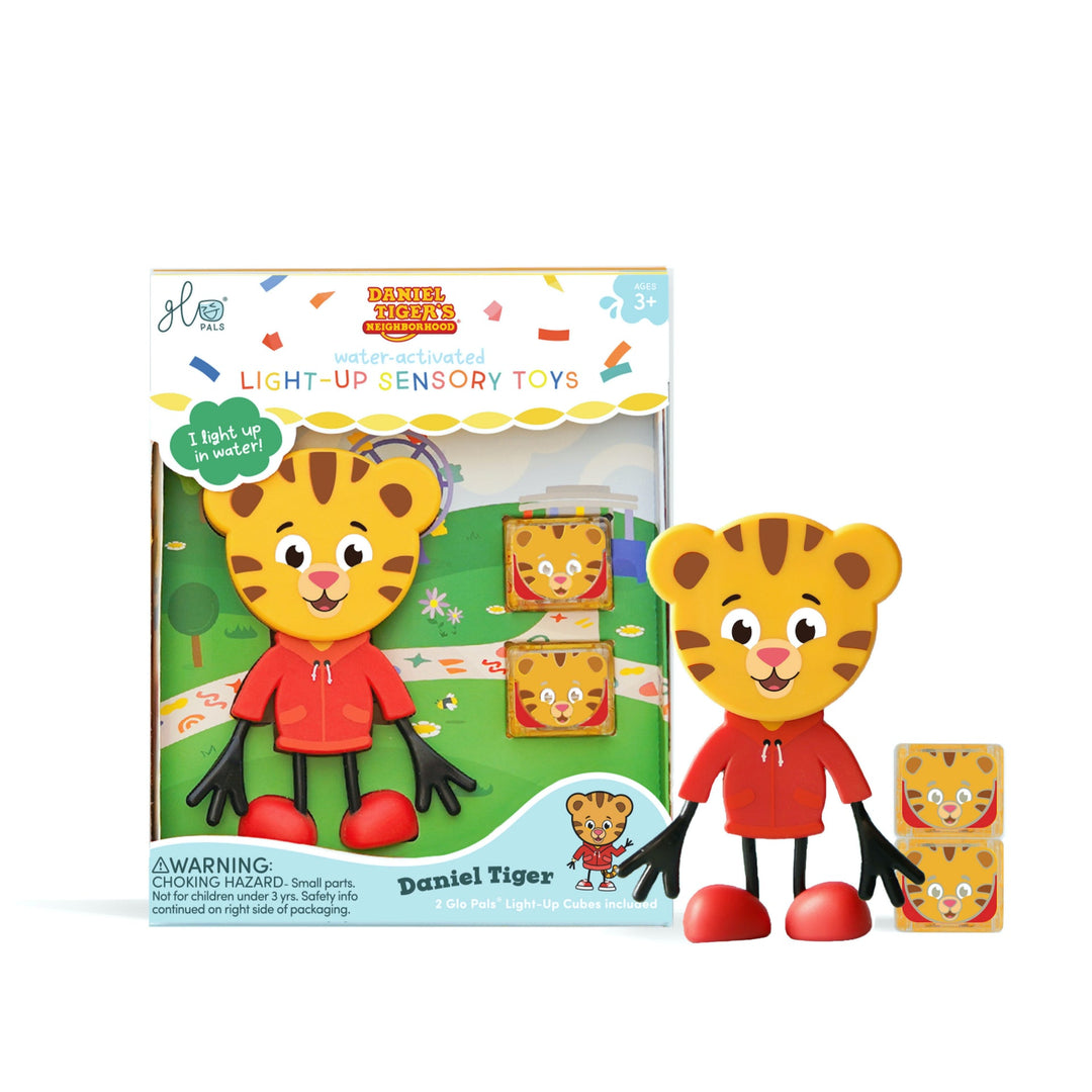 Glo Pals Light-up Daniel Tiger Character With Two Cubes, Colorful Glow , Safe Water Play, Sesame Street Characters