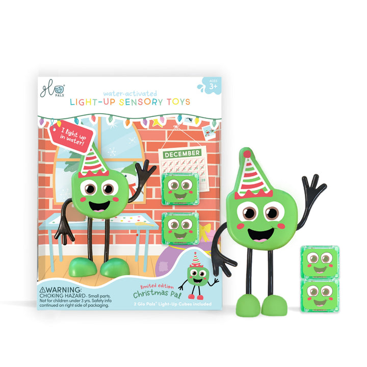 Glo Pals Light-up Christmas Character With Two Cubes, Colorful Glow , Safe Water Play, Sesame Street Characters