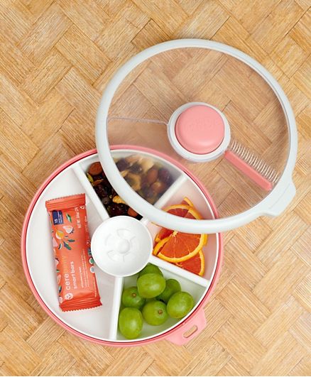 Gobe snack and meal spinner plate - Coral Pink - Large