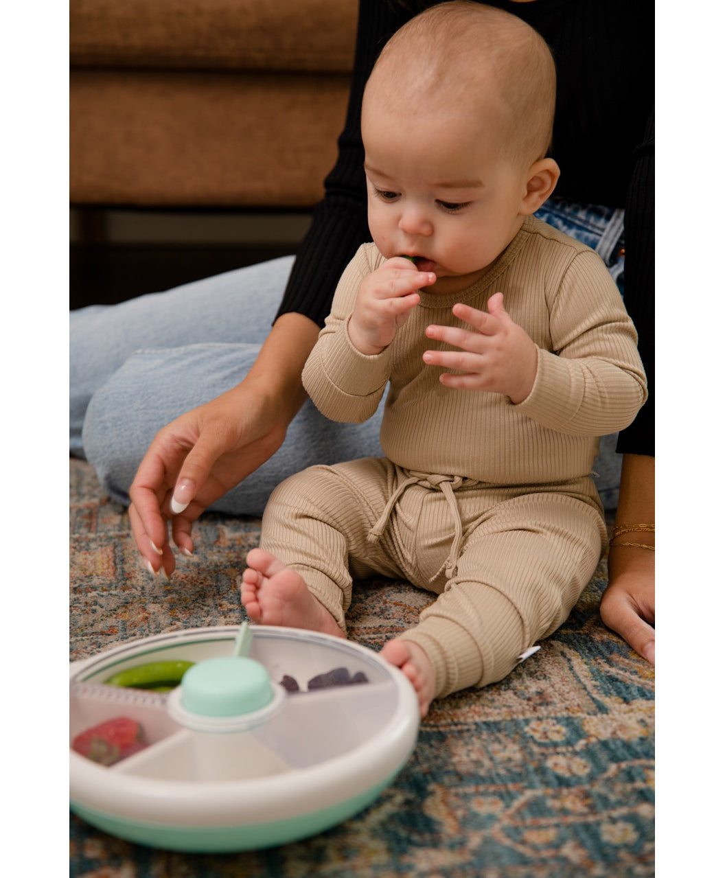 Gobe snack and meal spinner plate - Mint Green - Large